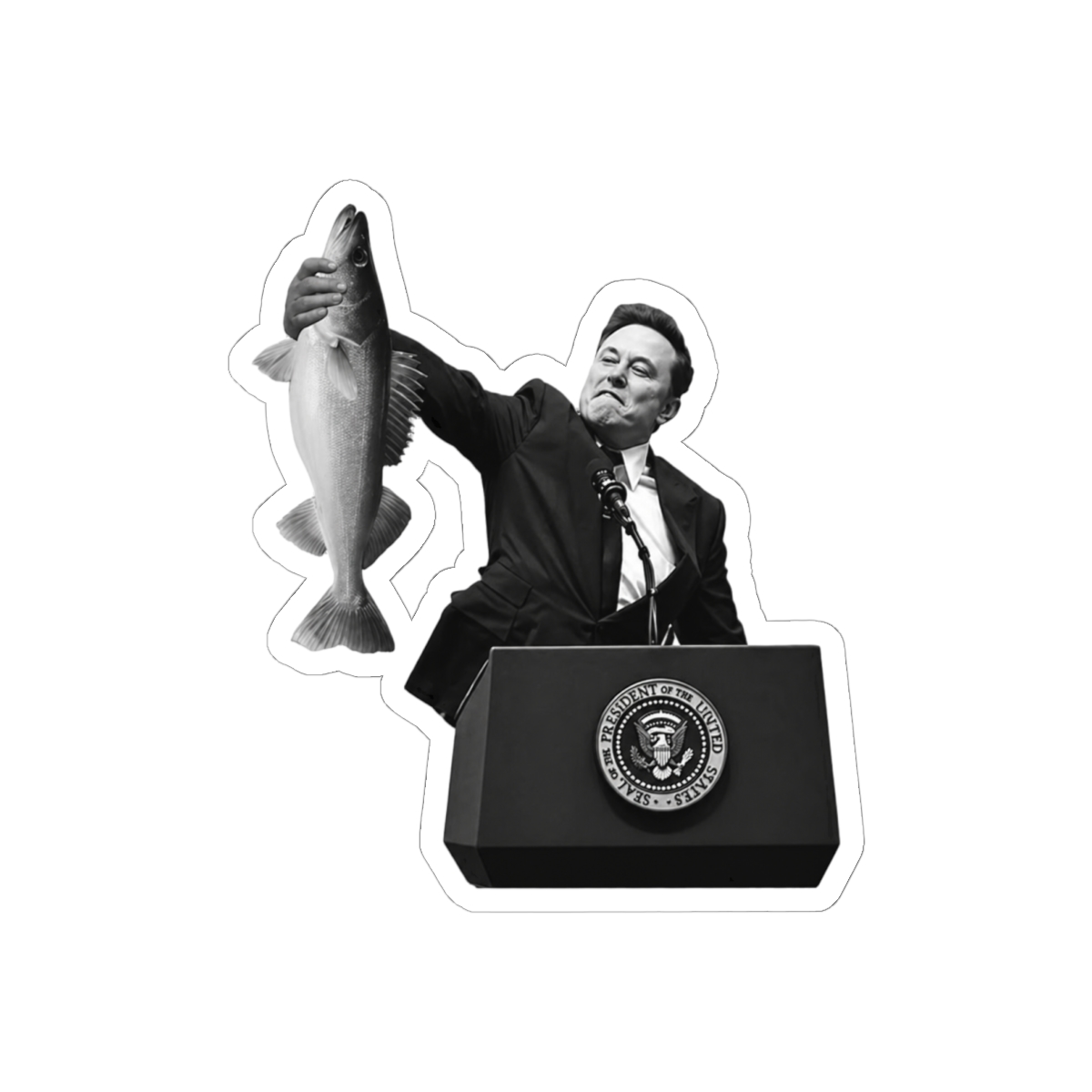 Elon Musk Walleye Fish Sticker | Funny Vinyl Decal