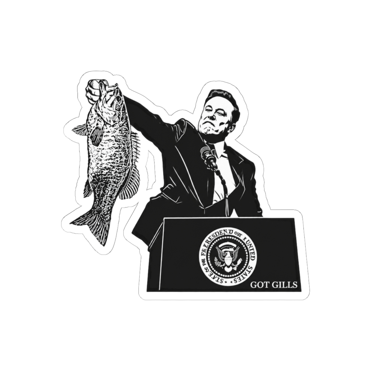 Elon Musk Smallmouth Bass Sticker | Funny Tech Fishing Vinyl Decal