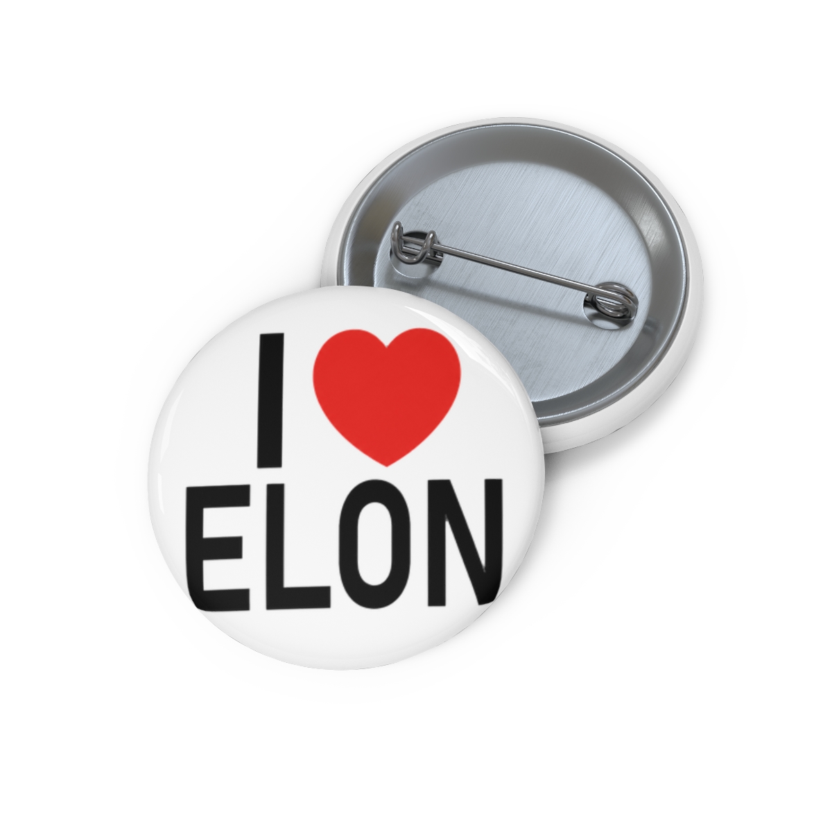 I Love (heart) Elon Musk Button Pin Badge, 1.50 Inch, White and Red Heart Design