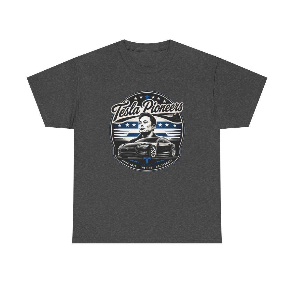 Elon Musk "Tesla Pioneers" Unisex Tee - alternate angle 3, merchandise