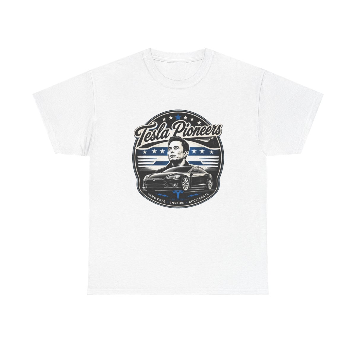 Elon Musk "Tesla Pioneers" Unisex Tee - alternate angle 2, merchandise