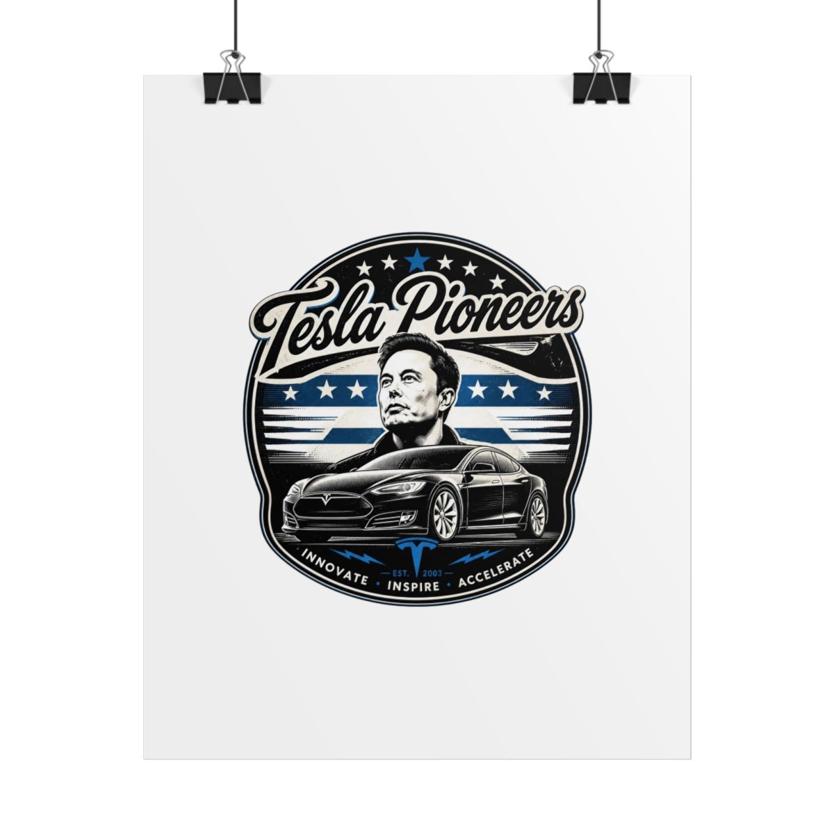 Elon Musk "Tesla Pioneers" Poster