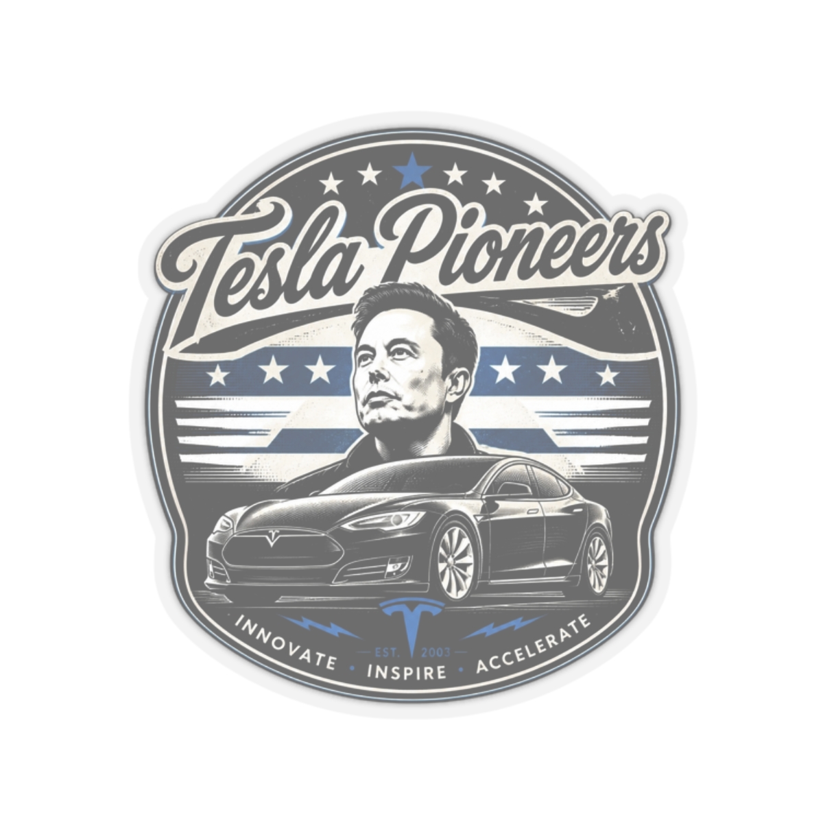 Elon Musk "Tesla Pioneers" Sticker