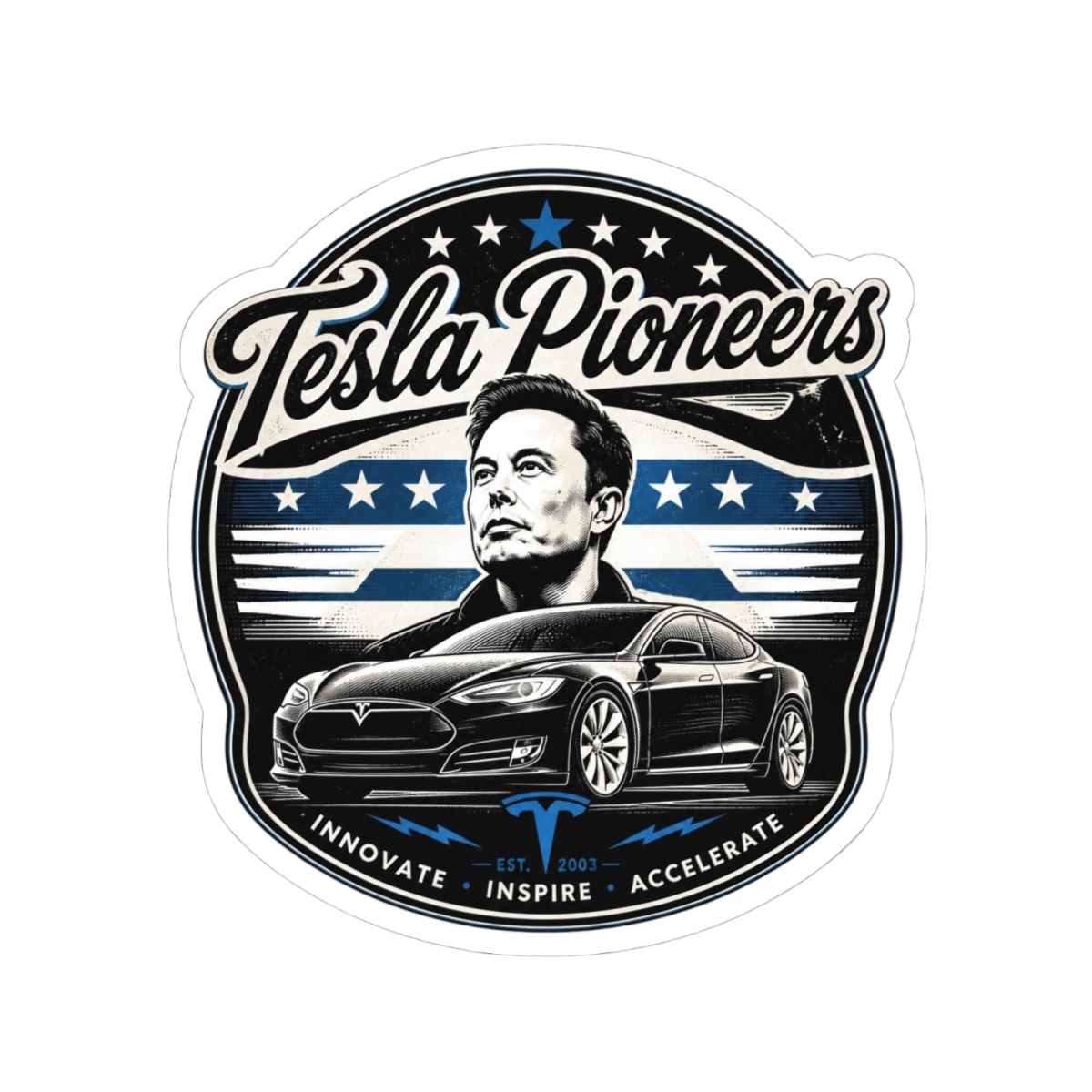 Elon Musk "Tesla Pioneers" Sticker
