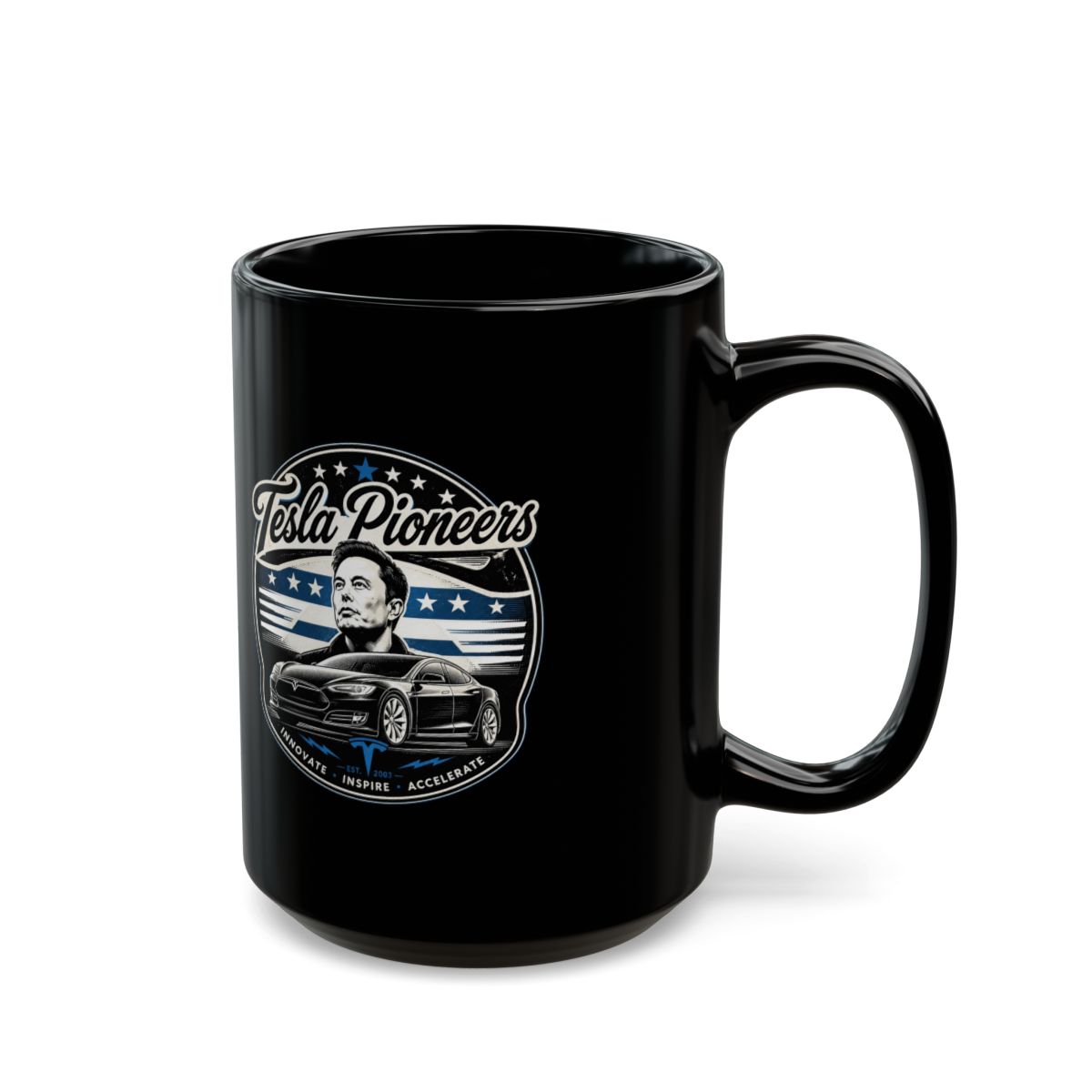 Elon Musk "Tesla Pioneers" Black Mug - alternate angle 5, merchandise